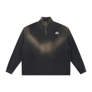 Sun Fade Raw Edge Quarter-Zip Sweatshirt
